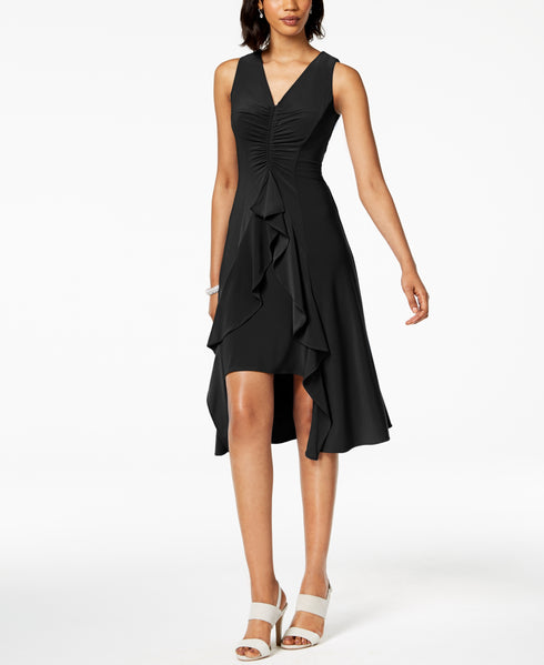 Ruched & Ruffled Flyaway Dress